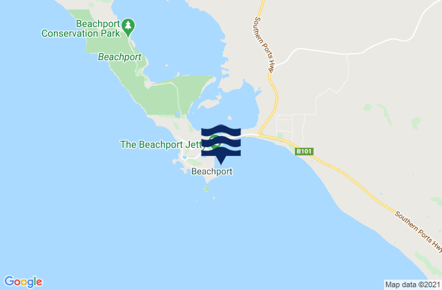 Mapa da tábua de marés em Beachport, Australia