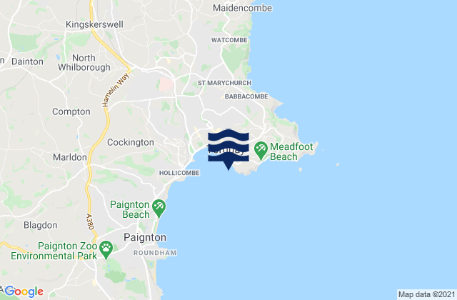 Mapa da tábua de marés em Beacon Cove Beach, United Kingdom