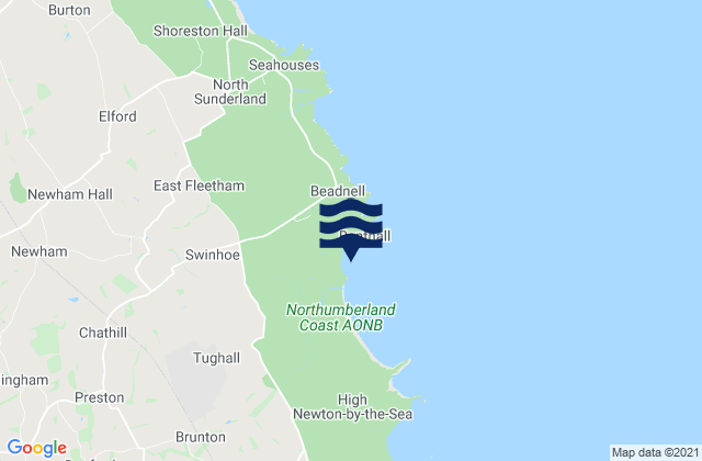 Mapa da tábua de marés em Beadnell Bay Beach, United Kingdom