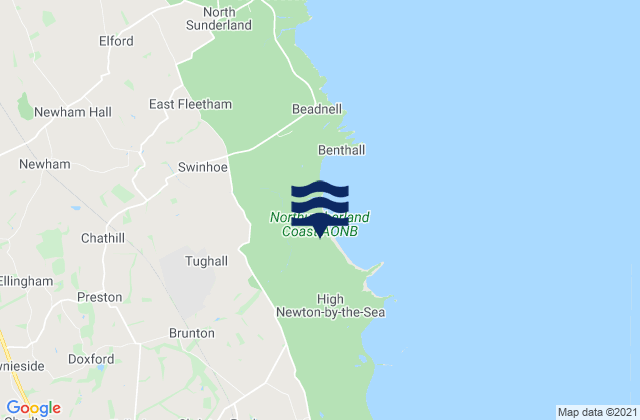 Mapa da tábua de marés em Beadnell Bay, United Kingdom