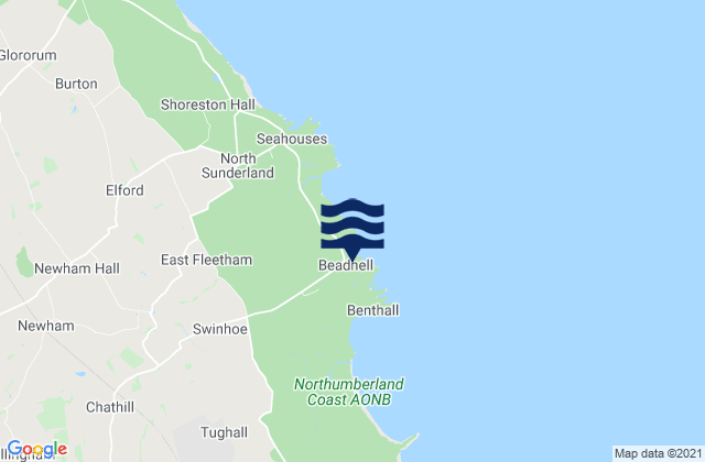 Mapa da tábua de marés em Beadnell, United Kingdom