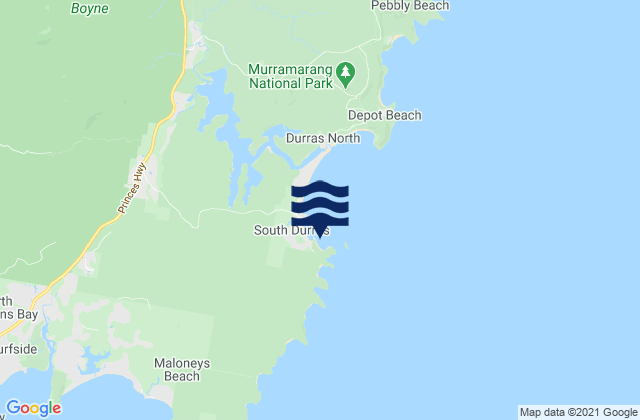 Mapa da tábua de marés em Beagle Bay, Australia