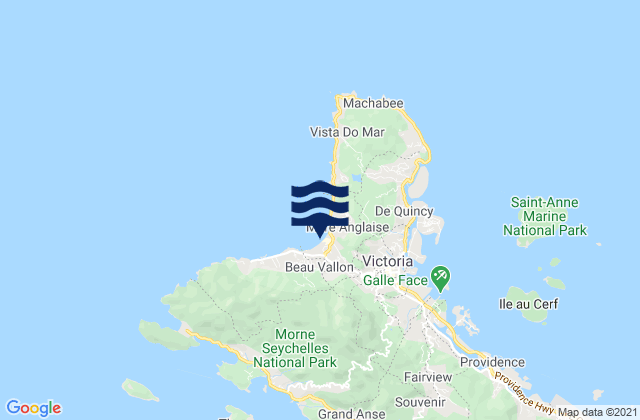 Mapa da tábua de marés em Beau Vallon, Seychelles