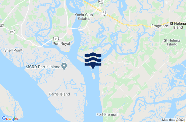 Mapa da tábua de marés em Beaufort River, United States