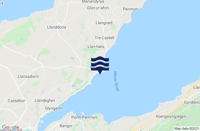 Mapa da tábua de marés em Beaumaris, United Kingdom