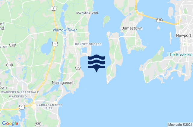 Mapa da tábua de marés em Beavertail Point 0.8 mile northwest of, United States
