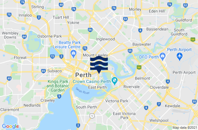 Mapa da tábua de marés em Bedford, Australia
