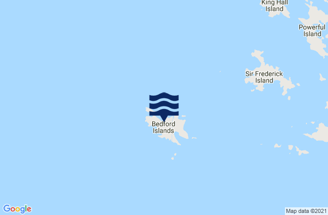 Mapa da tábua de marés em Bedford Island, Australia