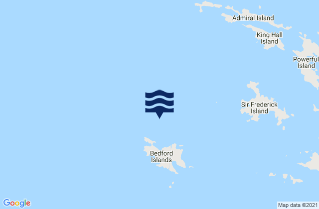 Mapa da tábua de marés em Bedford Islands, Australia