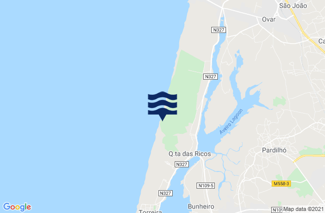 Mapa da tábua de marés em Beduido, Portugal