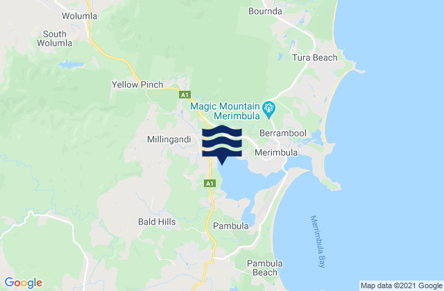 Mapa da tábua de marés em Bega Valley, Australia