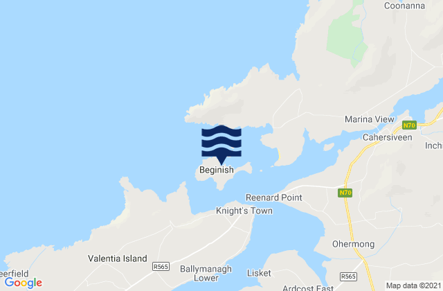 Mapa da tábua de marés em Beginish Island, Ireland
