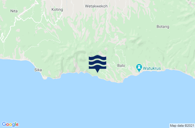Mapa da tábua de marés em Bei, Indonesia