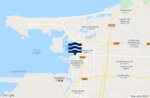 Mapa da tábua de marés em Beima, China