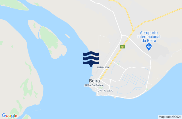 Mapa da tábua de marés em Beira Pungoe River, Mozambique