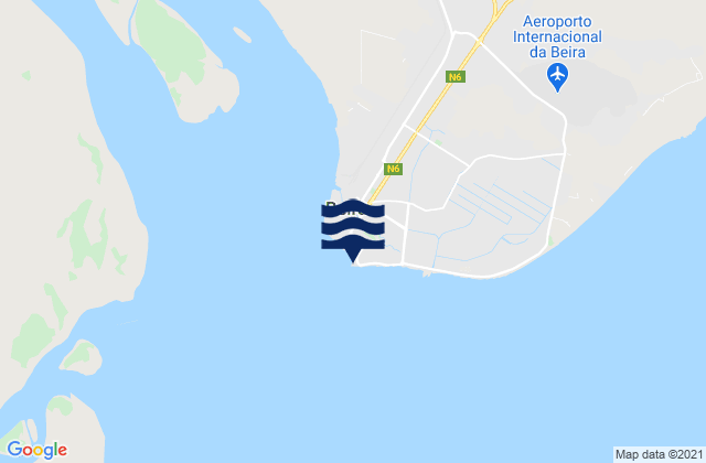 Mapa da tábua de marés em Beira, Mozambique