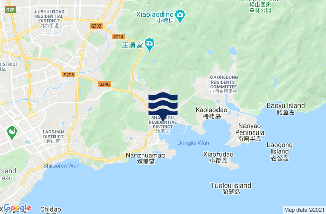 Mapa da tábua de marés em Beizhai, China