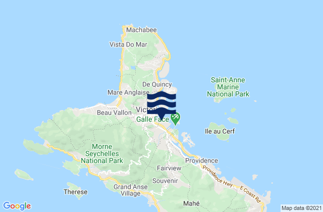 Mapa da tábua de marés em Bel Air, Seychelles