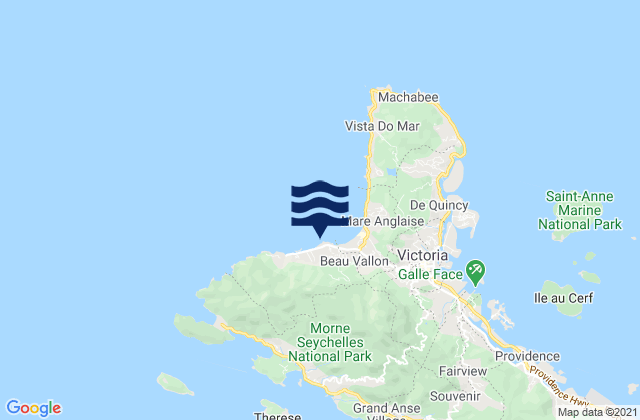 Mapa da tábua de marés em Bel Ombre, Seychelles