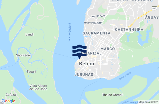 Mapa da tábua de marés em Belem (Para), Brazil