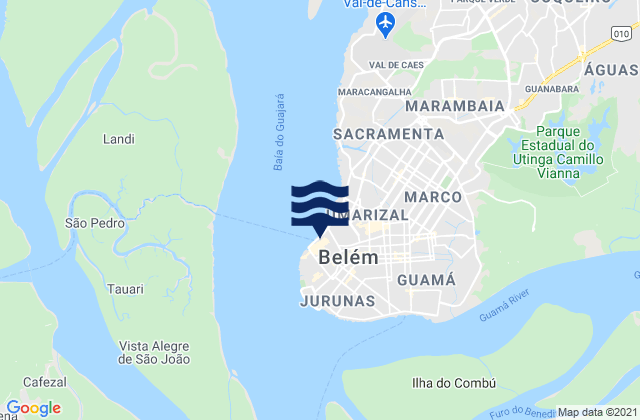 Mapa da tábua de marés em Belem, Brazil