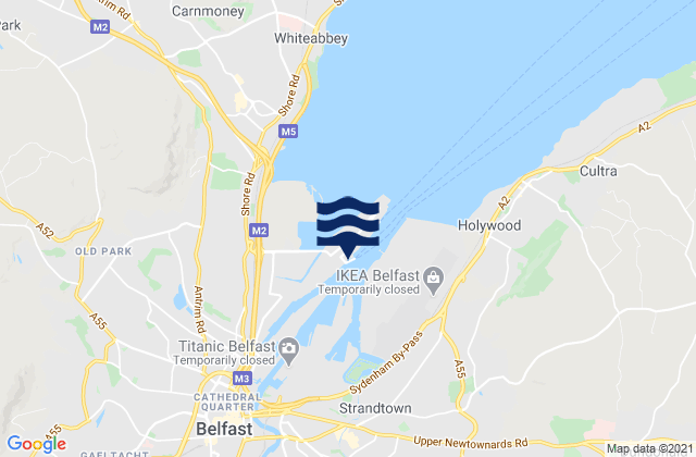 Mapa da tábua de marés em Belfast Port, United Kingdom