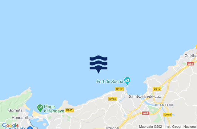 Mapa da tábua de marés em Belharra Perdun, Spain