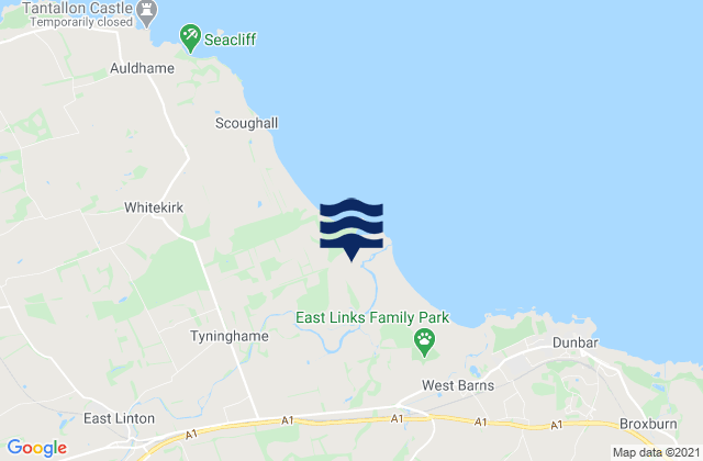 Mapa da tábua de marés em Belhaven Bay, United Kingdom