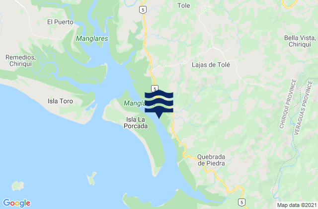Mapa da tábua de marés em Bella Vista, Panama