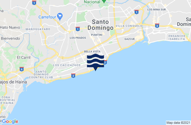 Mapa da tábua de marés em Bella Vista, Dominican Republic