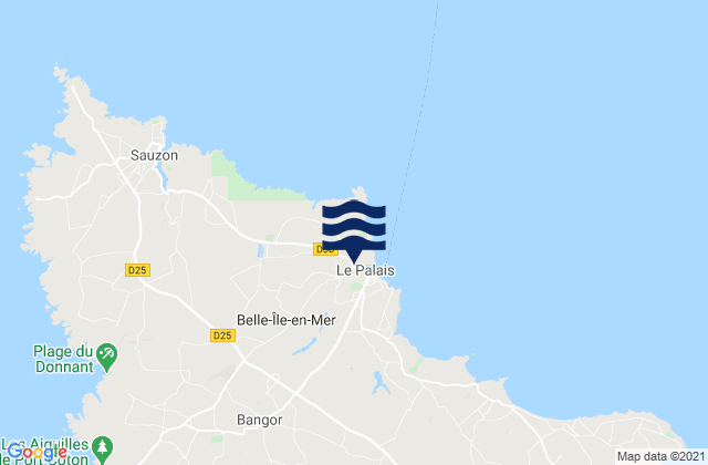 Mapa da tábua de marés em Belle Ile - Les Donnants, France