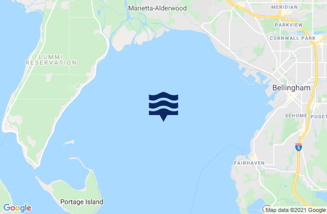 Mapa da tábua de marés em Bellingham Bay, United States