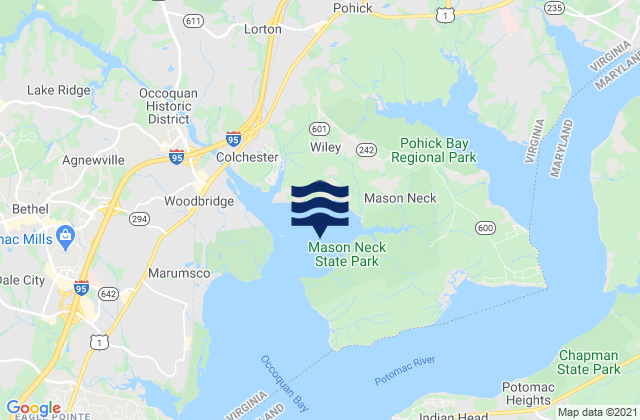 Mapa da tábua de marés em Belmont Bay, United States