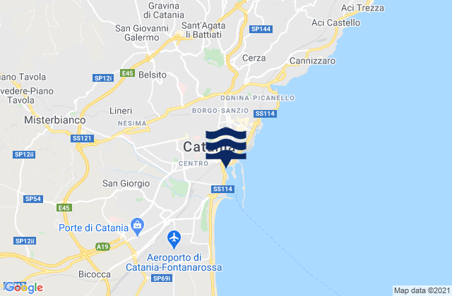 Mapa da tábua de marés em Belpasso, Italy
