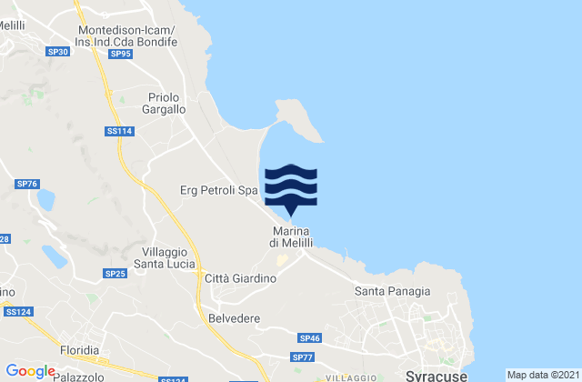 Mapa da tábua de marés em Belvedere, Italy