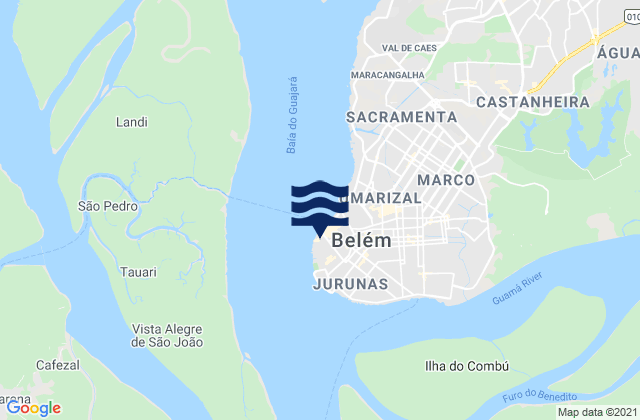 Mapa da tábua de marés em Belém, Brazil