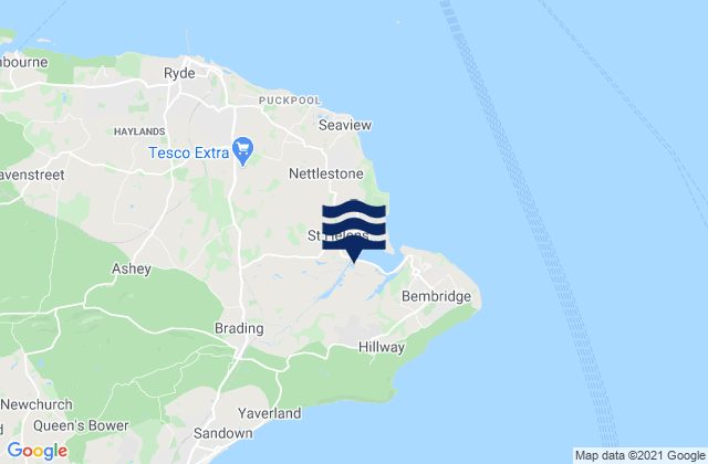 Mapa da tábua de marés em Bembridge Harbour, United Kingdom