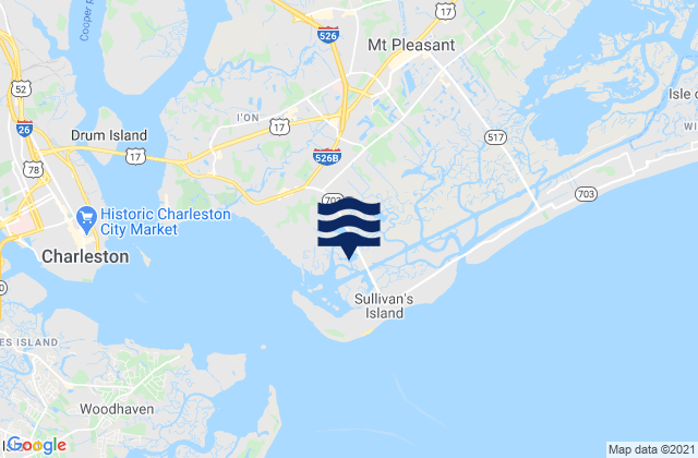 Mapa da tábua de marés em Ben Sawyer Bridge, United States