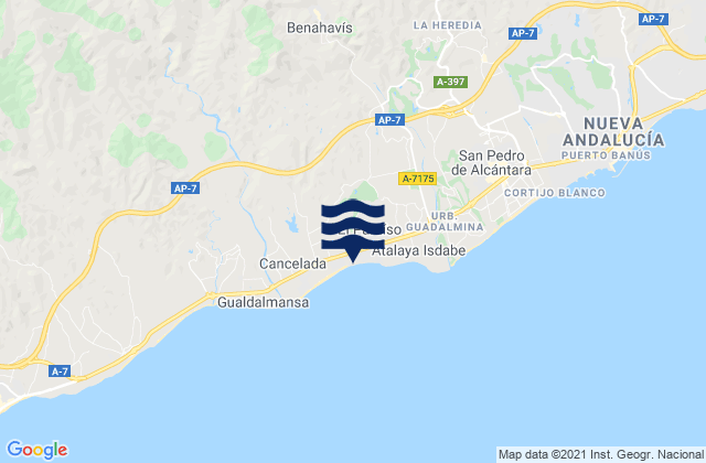 Mapa da tábua de marés em Benahavís, Spain