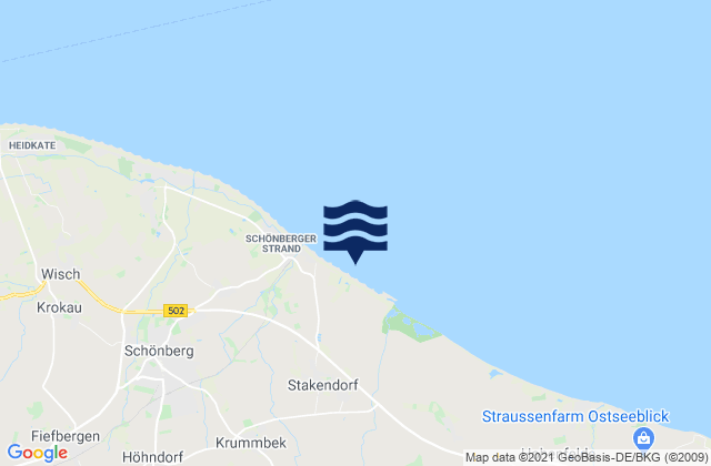 Mapa da tábua de marés em Bendfeld, Germany