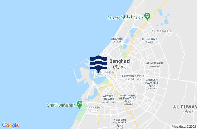 Mapa da tábua de marés em Benghazi, Libya