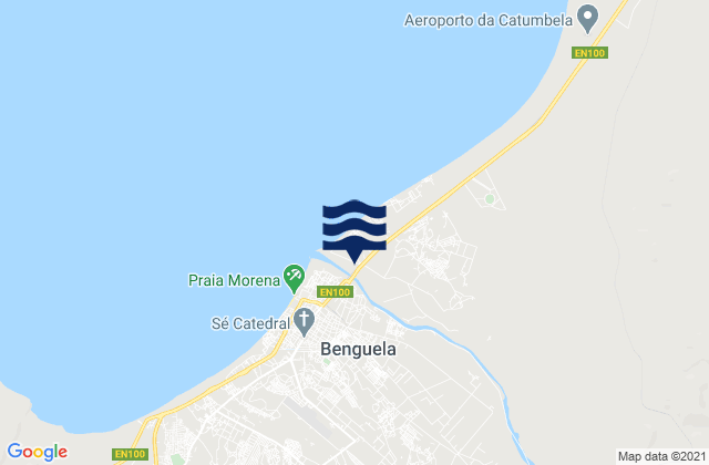 Mapa da tábua de marés em Benguela, Angola