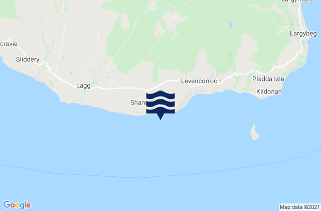Mapa da tábua de marés em Bennan Head, United Kingdom