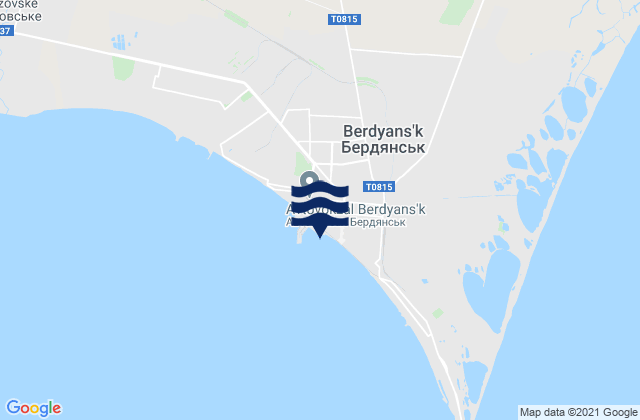 Mapa da tábua de marés em Berdyansk, Ukraine