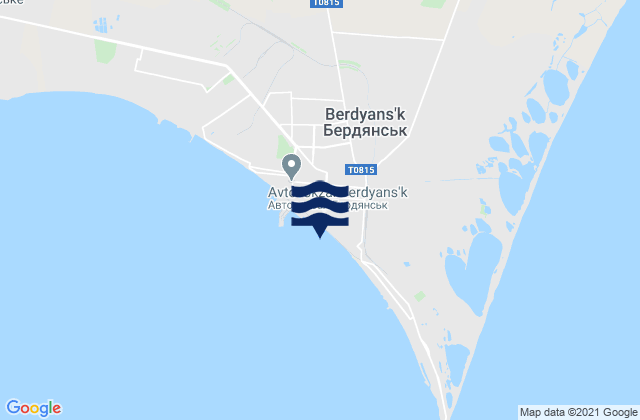 Mapa da tábua de marés em Berdyansk, Russia