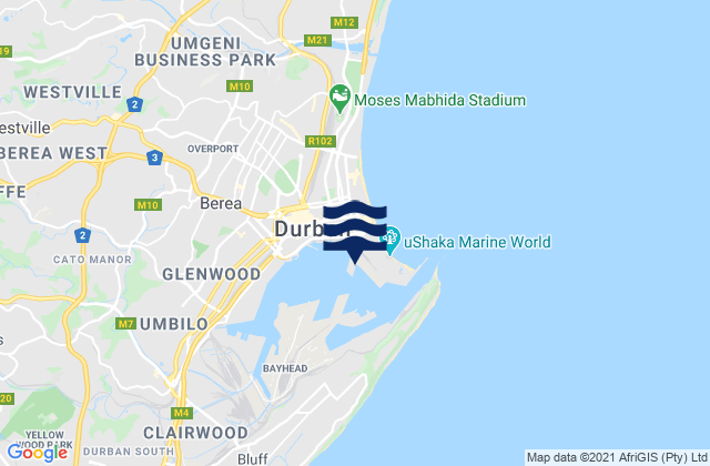 Mapa da tábua de marés em Berea, South Africa