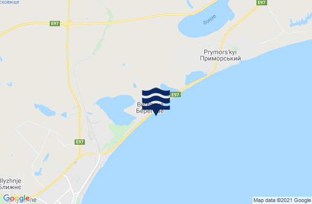 Mapa da tábua de marés em Beregovoye, Ukraine