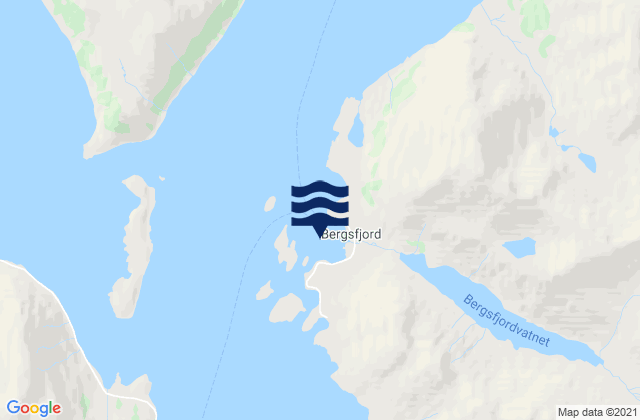 Mapa da tábua de marés em Bergsfjord, Norway