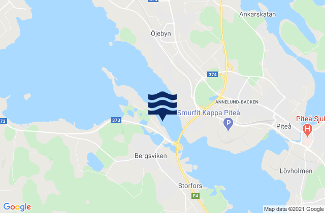 Mapa da tábua de marés em Bergsviken, Sweden