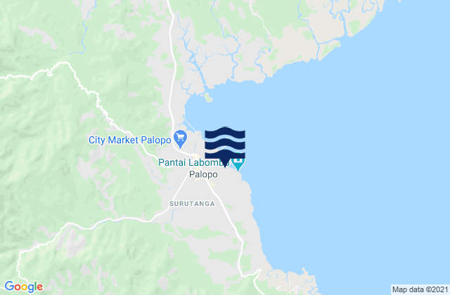 Mapa da tábua de marés em Beringinjaya, Indonesia
